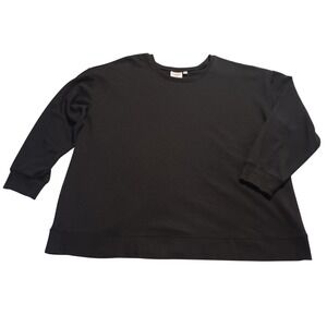 Cuddl Duds Super Soft Fleece Sweatshirt Black Crew Neck Plus 1X 42975236